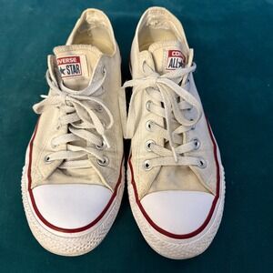 Converse All Star‎ Low Top Sneakers Off White Canvas Shoes Womens 8